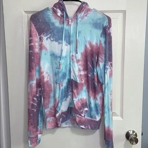 PINK tie dye zip up sweatshirt
